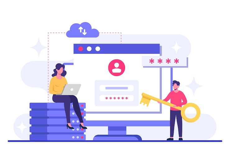 Vector data protection flat illustration vector template cyber security network security