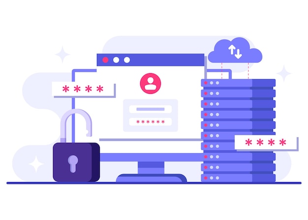 data protection flat illustration vector template cyber security network security