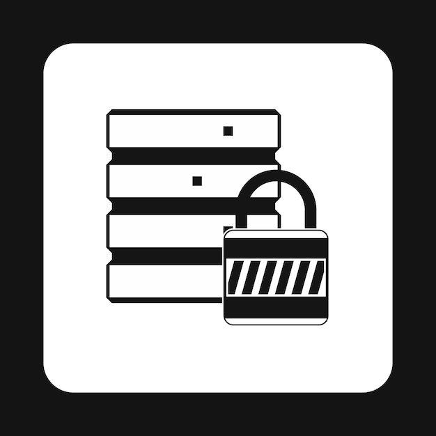 Икона защиты данных в простом стиле, выделенная на белом фоне Символ безопасности