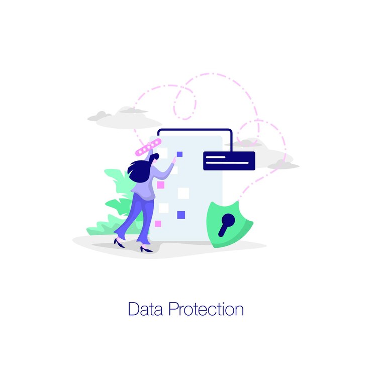 Vector data protection illustration for user experience designs