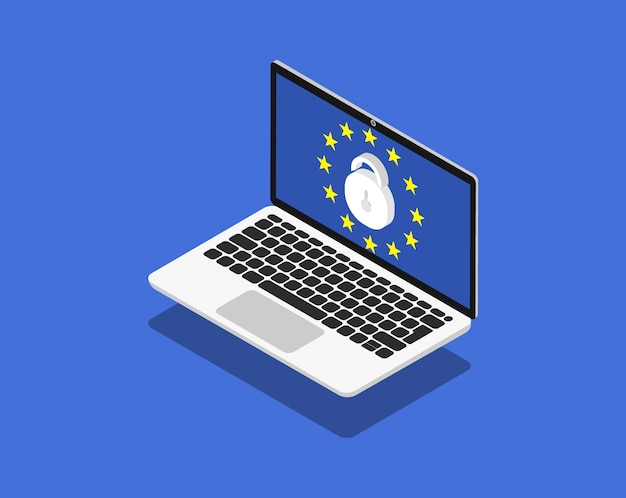 노트북의 데이터 보호. GDPR, 등거리 변환의 개인 정보 보호. 웹 사이트를위한 최신 웹 페이지