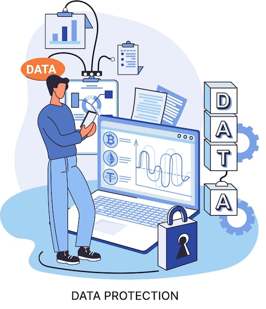 데이터 보호 은유 개인 정보 보안 데이터 관리 보안 및 데이터 해커 공격 보호 보호된 액세스 제어 바이러스 백신 소프트웨어 안전한 인터넷 통신 보안 스토리지