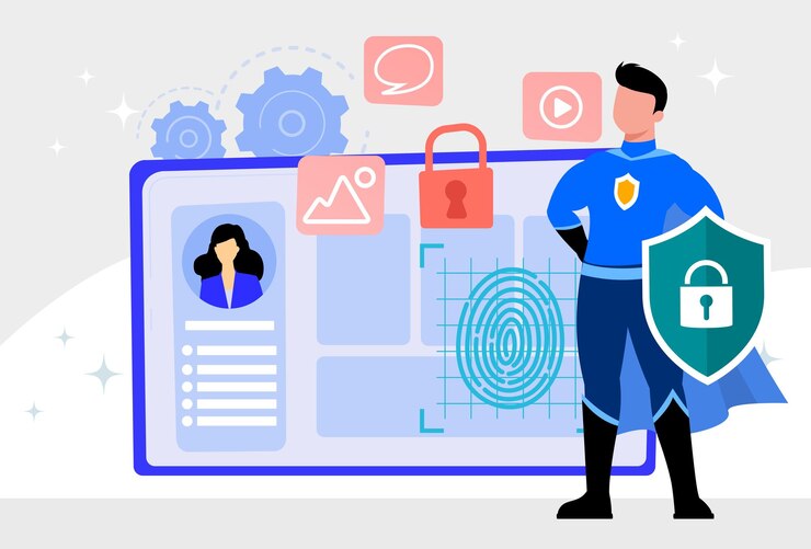 Vector data protection officer concept illustration stylish and beautiful
