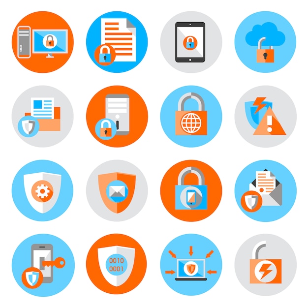 Icone di sicurezza di protezione dei dati