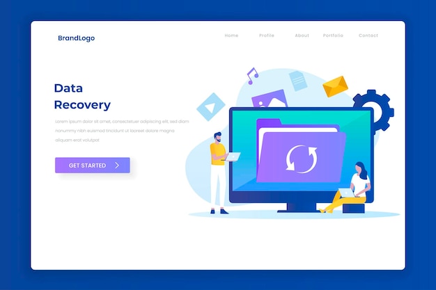 Data recovery illustration design concept landing page. illustrations for websites, landing pages, mobile applications, posters and banners.