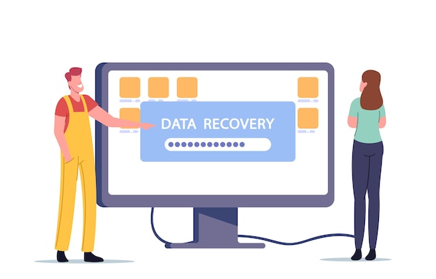 Illustrazione del servizio di recupero dati, backup, riparazione della protezione hardware