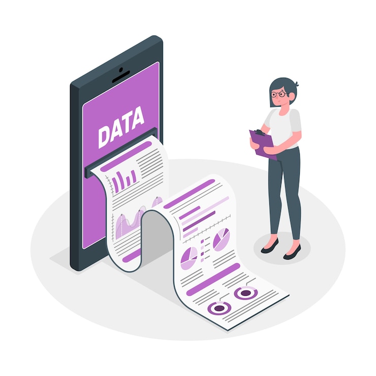 Vector data report flat illustrations vector
