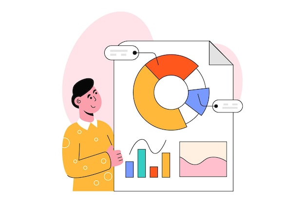 Vector data representation flat style design vector illustration. stock illustration