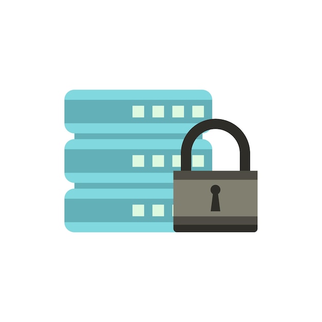 Значок защиты хранения данных в плоском стиле, изолированные на белом фоне Символ безопасности