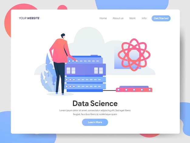 Vector data science banner of landing page