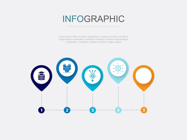 Data science machine learning algorithm big data classification icons infographic design template creative concept with 5 steps