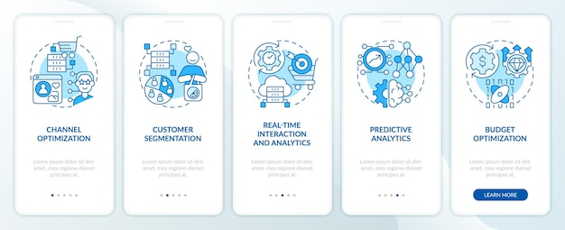 Data science in marketing blue onboarding mobile app screen