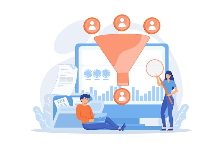 Vector data scientist and specialist extract knowledge and insights from data. data science analytics,