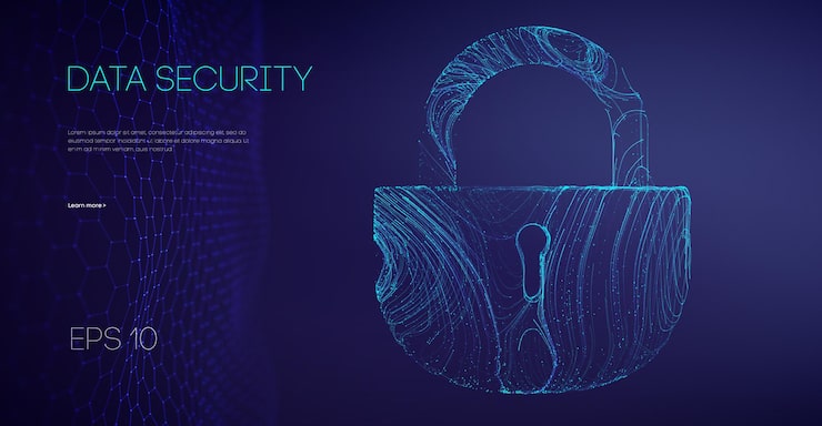 Vector data security binary lock. encryption code computer firewall concept. alarm locks server data. asian it support vector illustration.