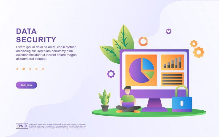 Vector data security flat design concept.
