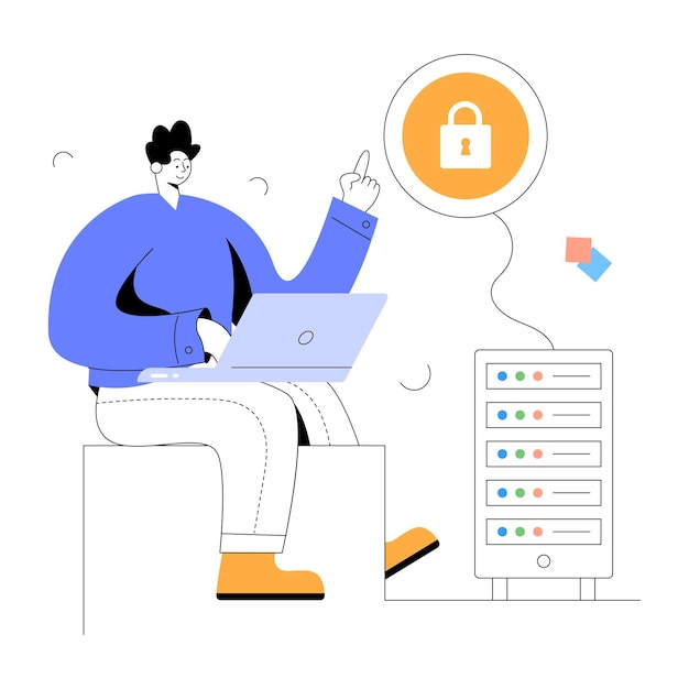 Vector data security flat illustration, editable design