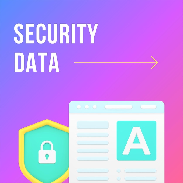 Data security internet browser protection social media post d realistic design template vector