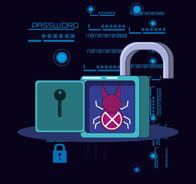 Data security password access vector illustration design