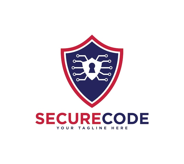 Data Security shield logo design Vector illustration