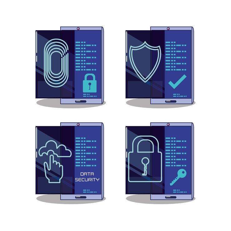 Vector data security technology set icons
