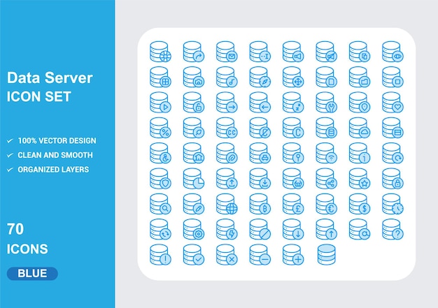 data server blue Icons with White Background Free Vector