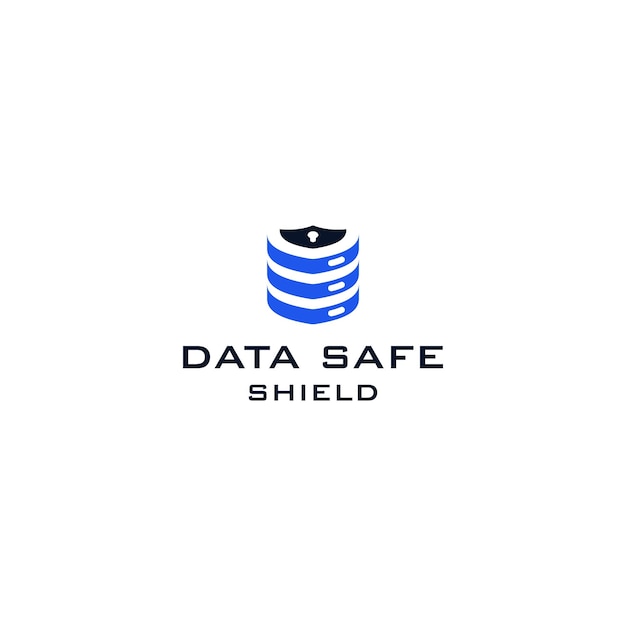 Data server with shield for security and technology logo design