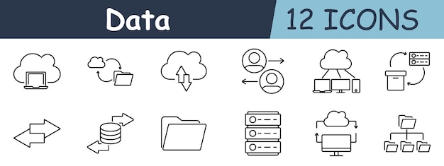 Data set icon Cloud storage synchronization cloud sharing folder transfer remote access document exchange backup fire protection fingerprint security data exchange server management