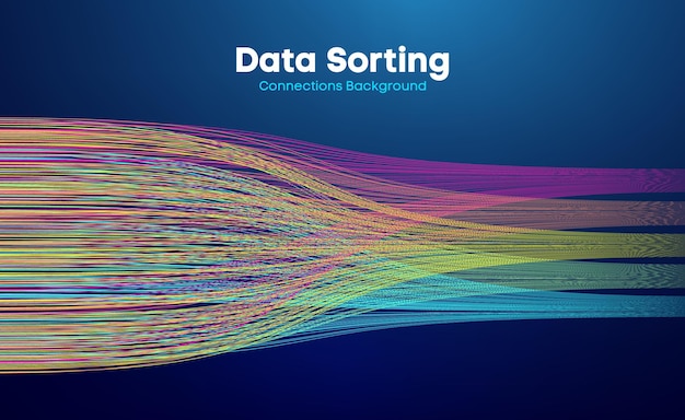 Data sorting colorful lines background data flow technology illustration