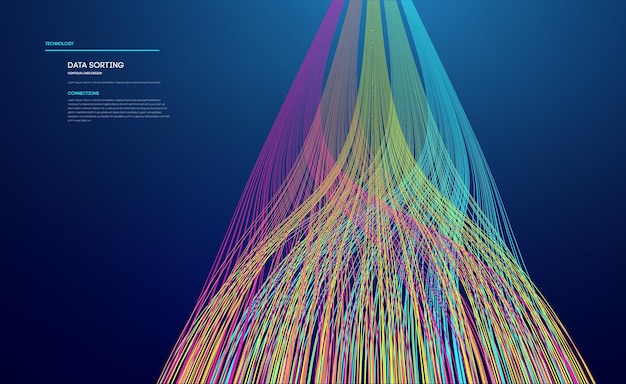 Data sorting colorful lines background data flow technology illustration