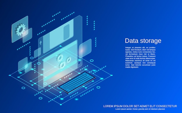 Vector data storage flat 3d isometric vector concept illustration