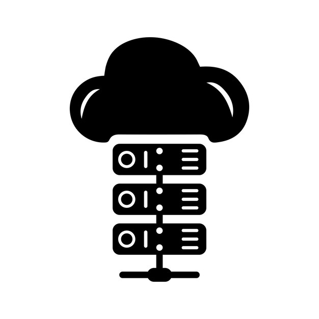 데이터 스토리지 서버 아이콘 검은색 터 디자인