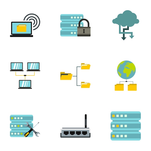 Vector data storage set, flat style