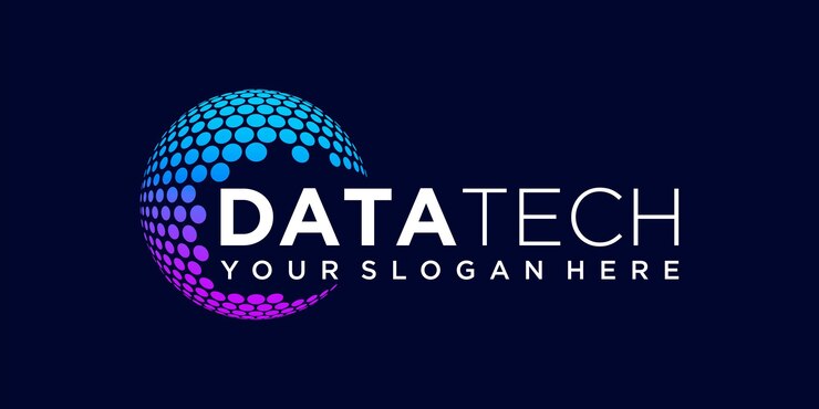 Data tech globe logo design vector symbol icon.