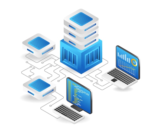 Concetto di tecnologia dei dati illustrazione del circuito 3d server internet rete digitale business abstract