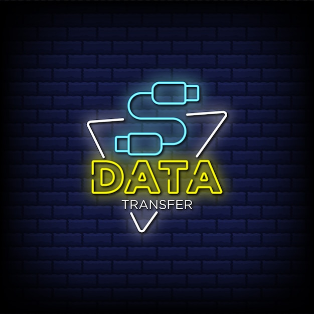 Data transfer neon signs style text