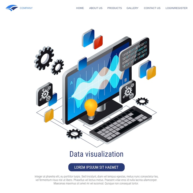 Data visualization 3d isometric vector concept