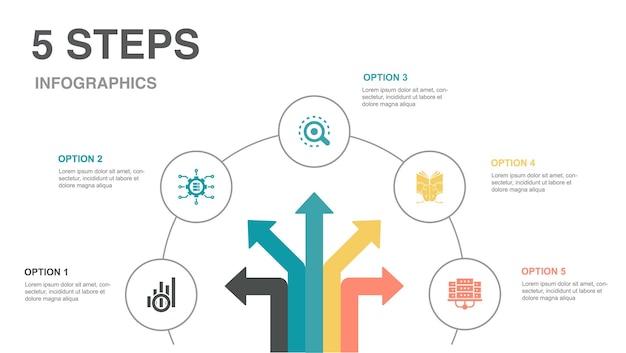 Data Visualization big data Analytics Machine Learning data center icons Infographic design layout template Creative presentation concept with 5 steps