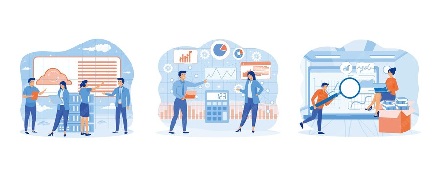 Premium Vector | Data visualization Data analysis People characters ...