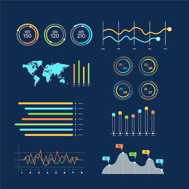 Vettore progettazione di icone di visualizzazione dei dati