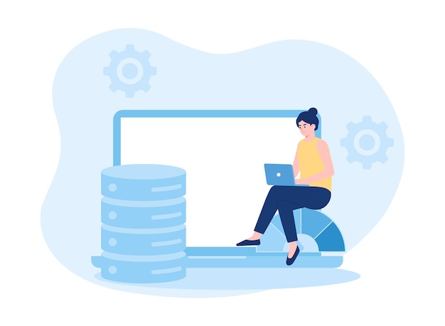 database-analyse statistische rapporten automatisering van informatieverwerking concept platte illustratie