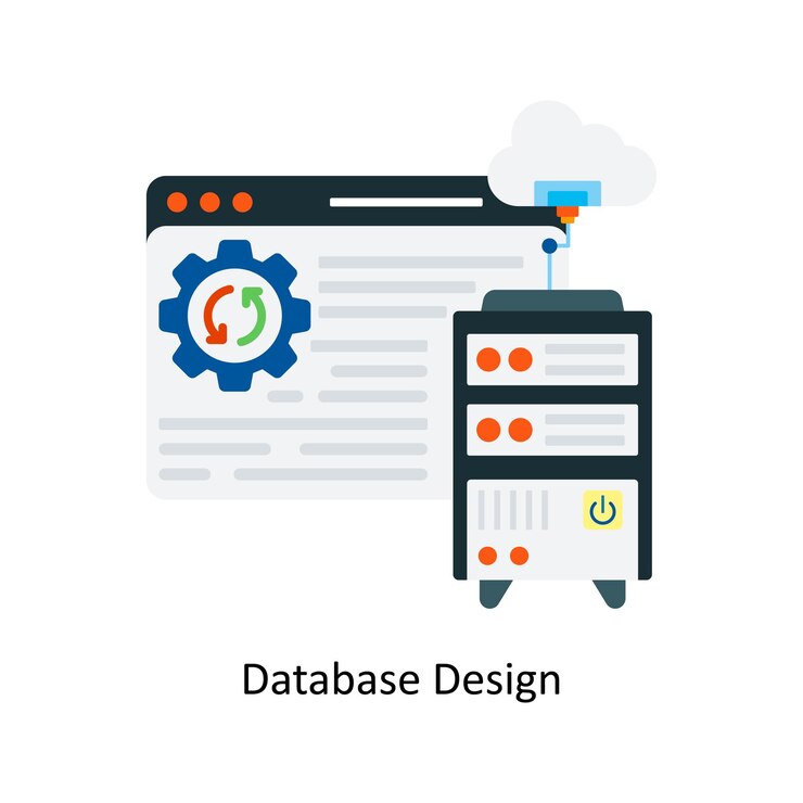 Vector database design concept flat icon style illustration