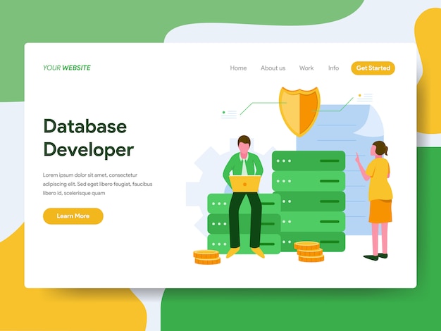 Vector database developer illustration concept. landing page