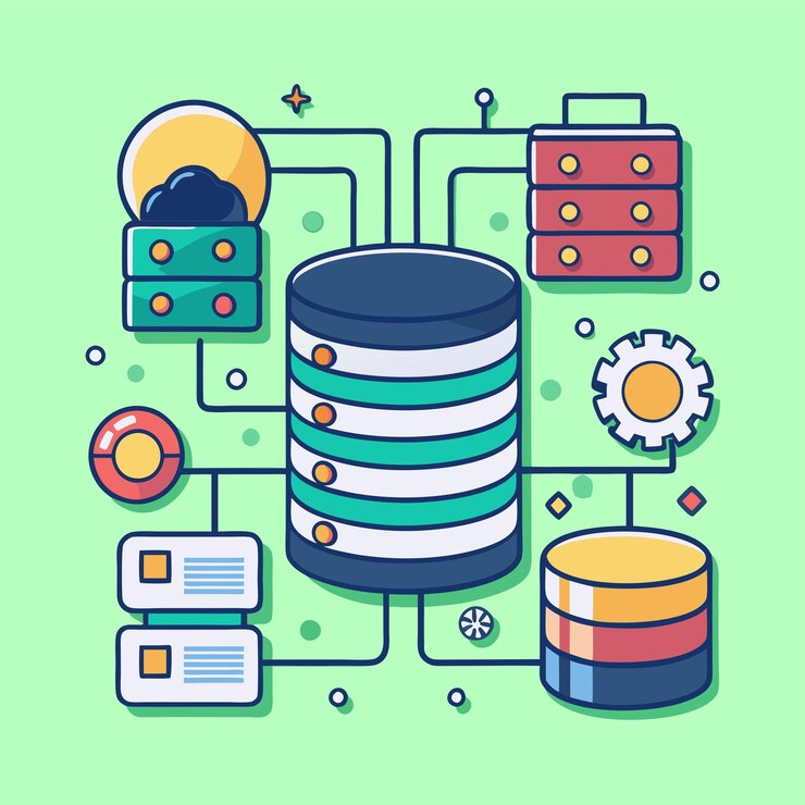 Vector database digital design clip art and vector design with a white background