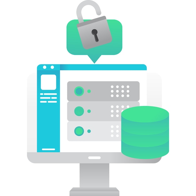 Database icon server for data storage vector