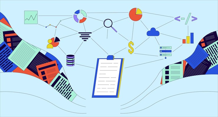 Vector database management 2d linear illustration concept