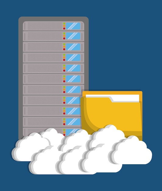 Vector database met cloud en bestandspictogram