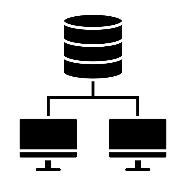 Database Network Glyph Solid Black Illustration