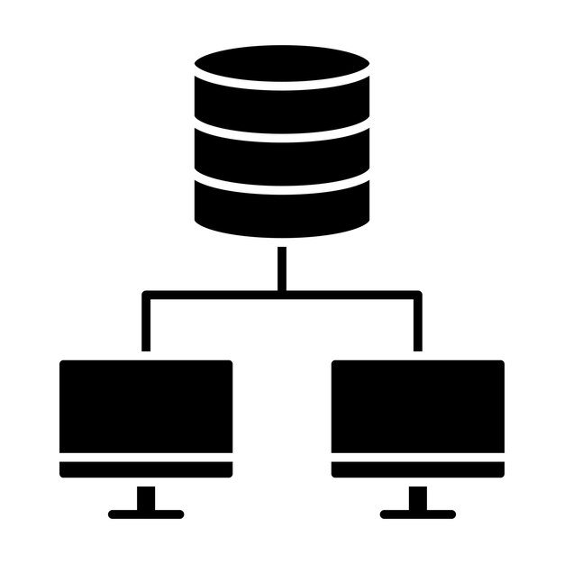 Vector database network glyph solid black illustration