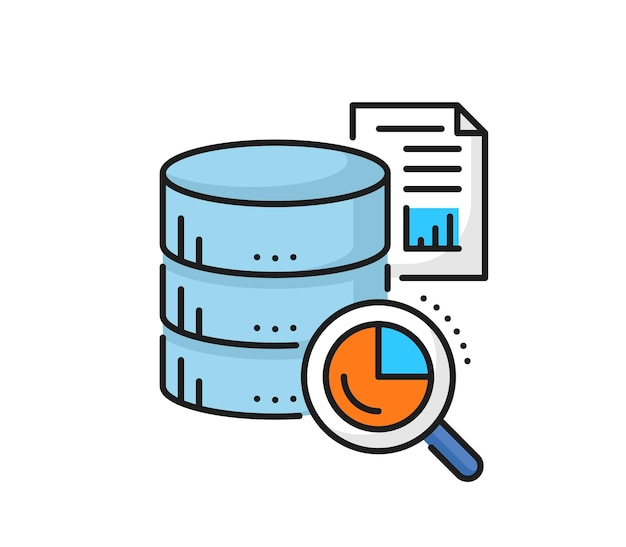 Database search color icon cloud storage server