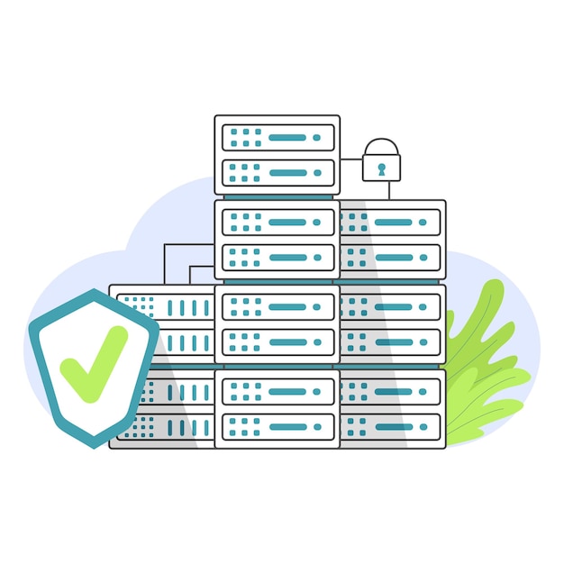 ベクトル データベースのセキュリティ データサーバーのウェブコンセプト クラウドストレージ技術 サイバーまたはウェブセキュリティ